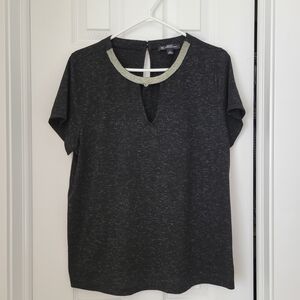 International Concepts Black Short Sleeve Top with Silver Trim S8ze XL